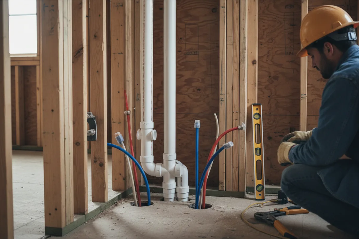 Drain and supply rough-in during Leak Detection in Munford