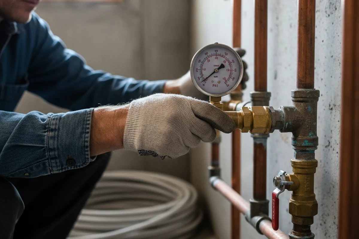 Pressure testing a repaired line during Water Line Repair in Munford